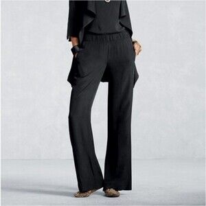 CAbi Boardwalk Black Wide Leg Slacks Pants NWT